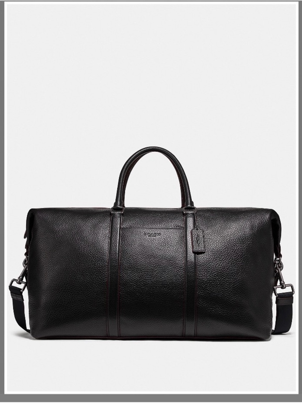Coach Black Pebbled Leather Travel Duffel with Detachable Strap
